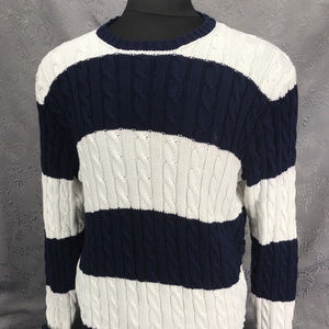 Polo Ralph Lauren Navy Blue & White Stripe Cable K